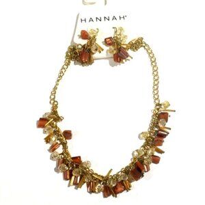 Hannah Gold-Tone Cluster Beaded Necklace & Earring Set - Women's Fashion Jewelry